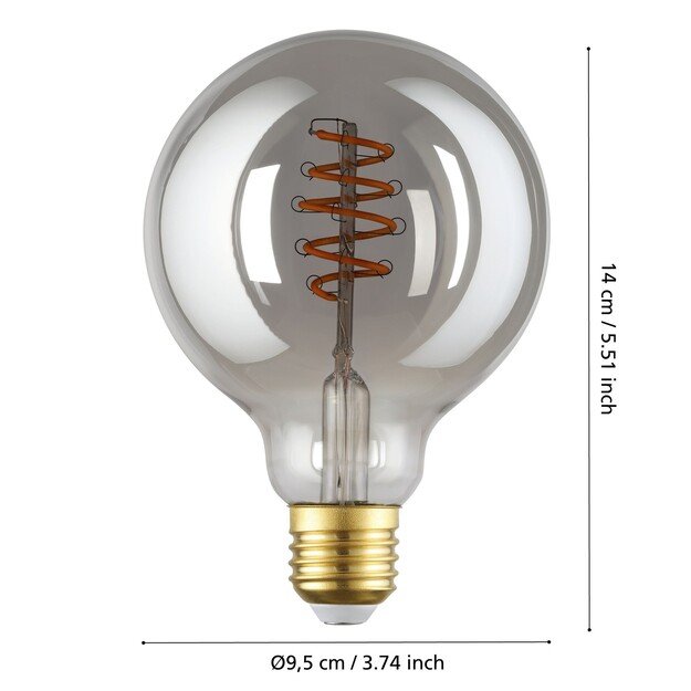 EGLO - E27 G95 spiral, smoke - Warm white - Zigbee, Bluetooth