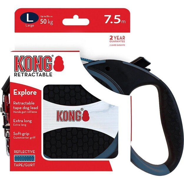 KONG - Retractable leash Explore L 7,5M Tape Blue max 50Kg - (608.1210)