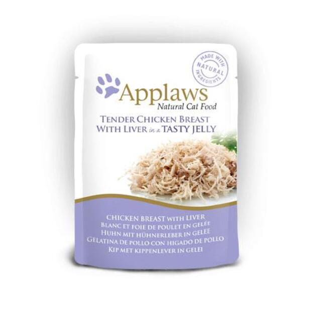 Applaws - 16 x Wet Cat Food 70 g Jelly pouch - Chicken & liver