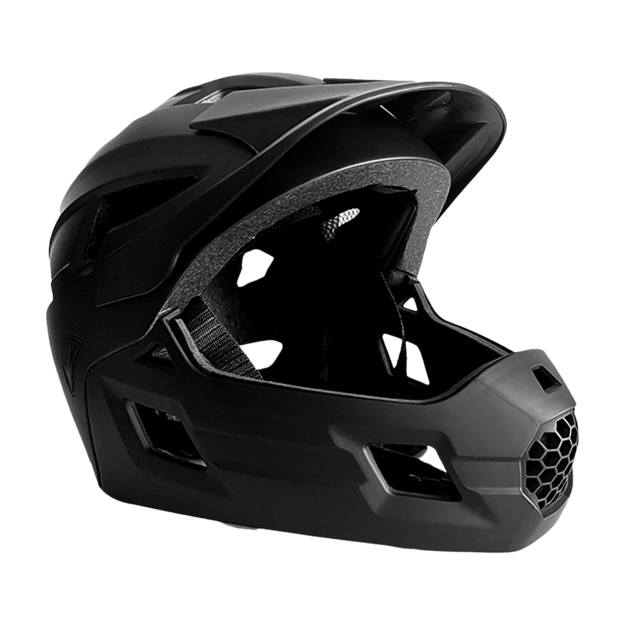 Crazy Safety - Fullface Bicycle Helmet for Kids Age 6-12 with Removable Chin Guard, Bug Net, and Sun Shade - Black - M (54-57 cm)