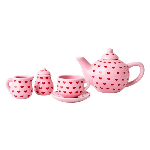 Rice - Doll Porcelain Tea Set with Heart Print