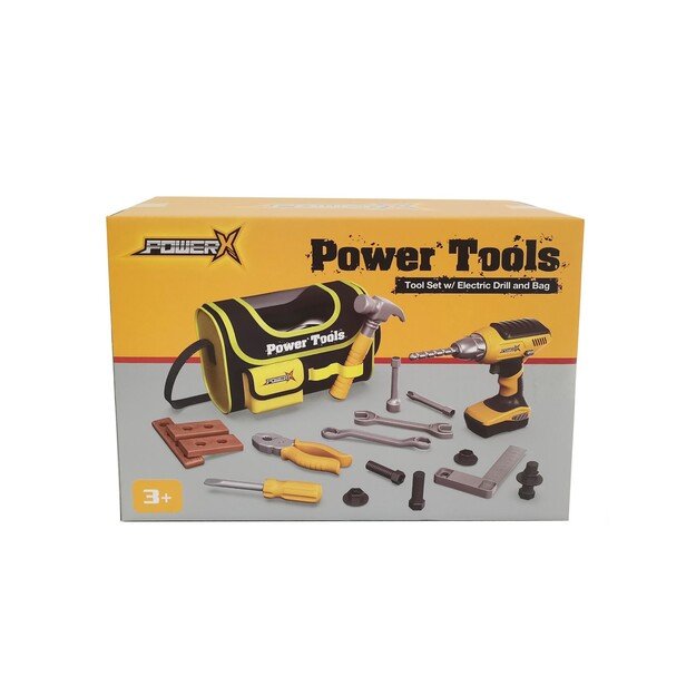 POWER X - Construction Tools 21 pcs w/ Storage Bag and B/O Drill (20358)