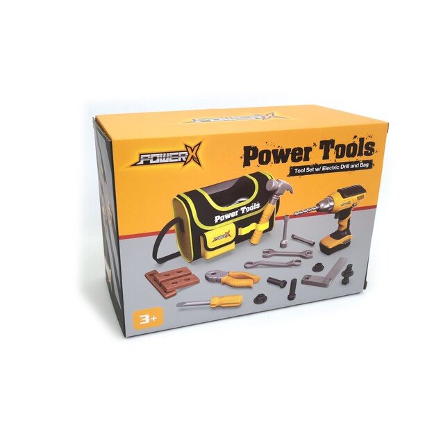 POWER X - Construction Tools 21 pcs w/ Storage Bag and B/O Drill (20358)