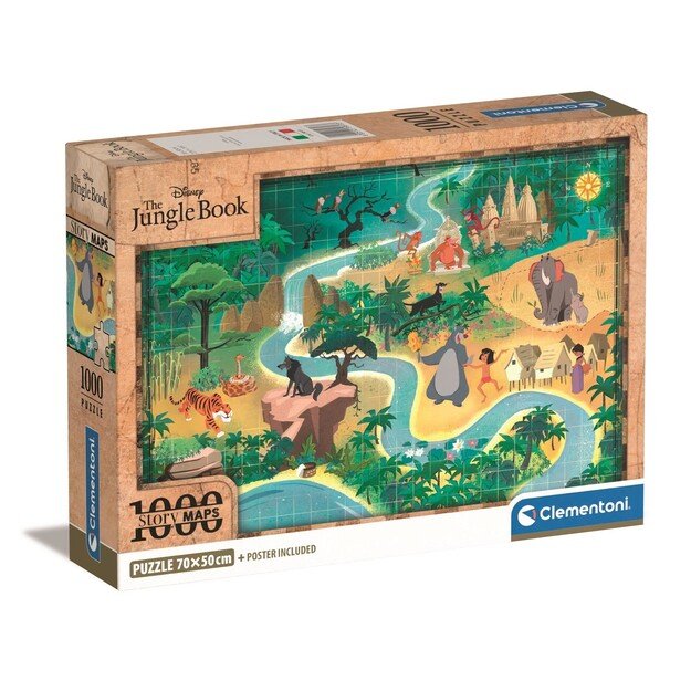 Clementoni - Story Maps Puzzle - Disney Jungle Book (1000 pcs) (39813)