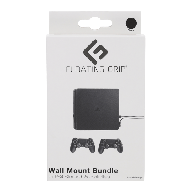 Floating Grip Playstation 4 Slim and Controller Wall Mount - Bundle (Black)