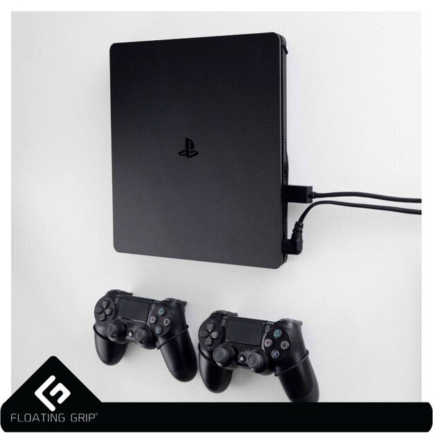 Floating Grip Playstation 4 Slim and Controller Wall Mount - Bundle (Black)