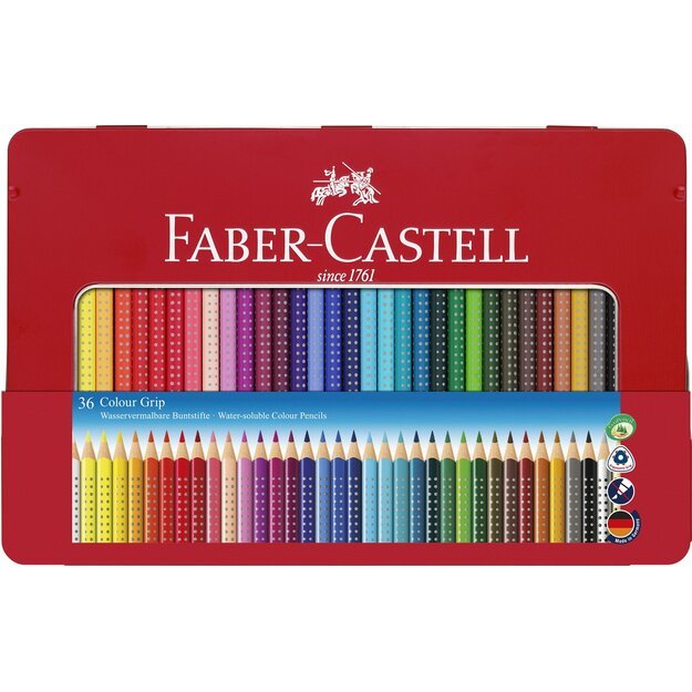 Faber-Castell - Coloured pencil Colour Grip tin of 36 (112435)