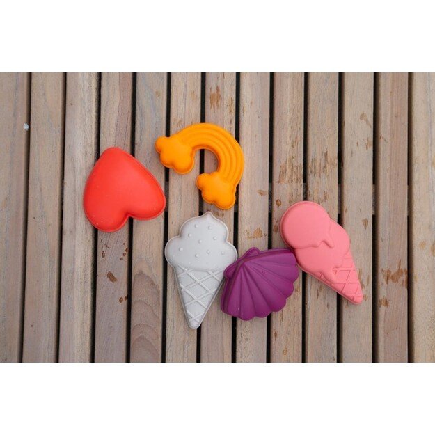 Filibabba - Silicone sand toys 5 pieces - Beach Fun - (FI-03089)