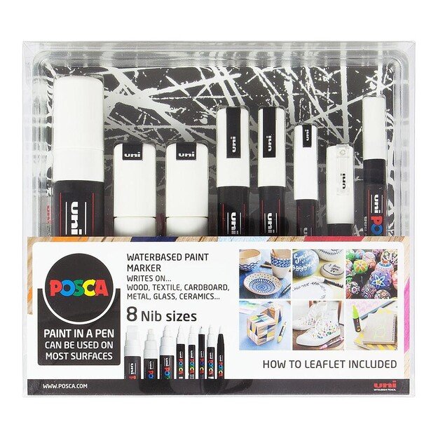 Posca - 8 Nib Size White Set (401618)