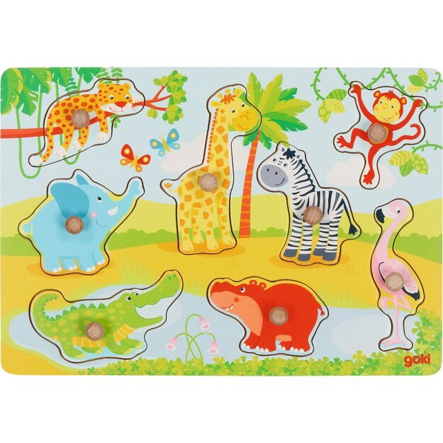 GOKI - African baby animals, Lift out puzzle - (57397)