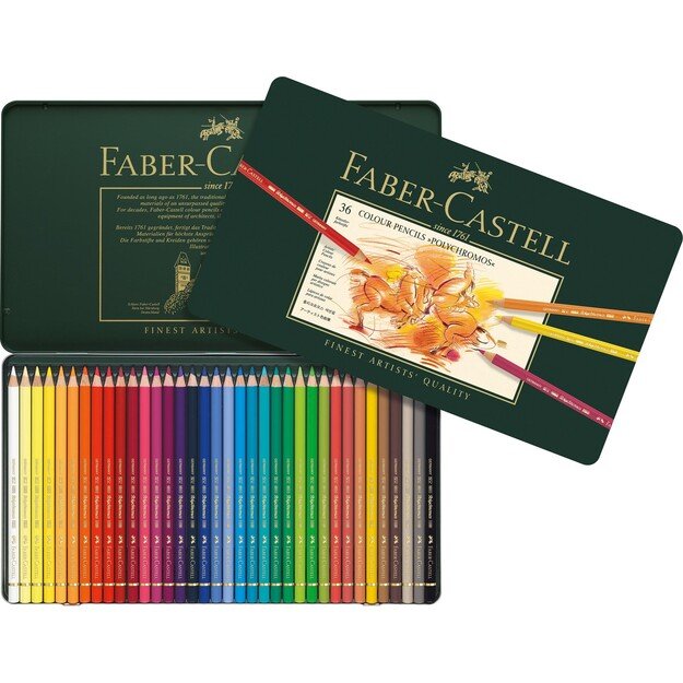 Faber-Castell - Polychromos colour pencil, tin of 36 (110036)