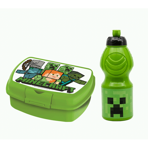 Stor - Urban Sandwich Box + Sports Water Bottle - Minecraft