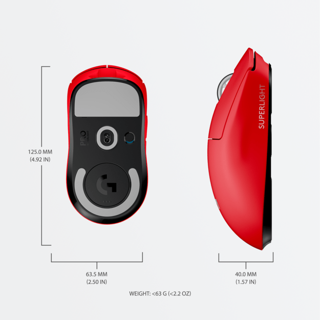 Logitech - PRO X SUPERLIGHT Wireless Gaming Mouse - RED