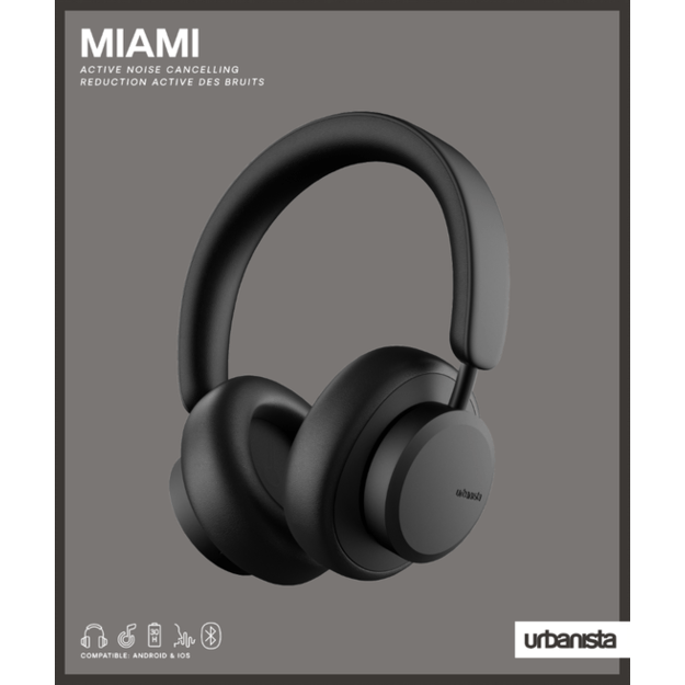 Urbanista - Miami Midnight Black Wireless ANC Headphones