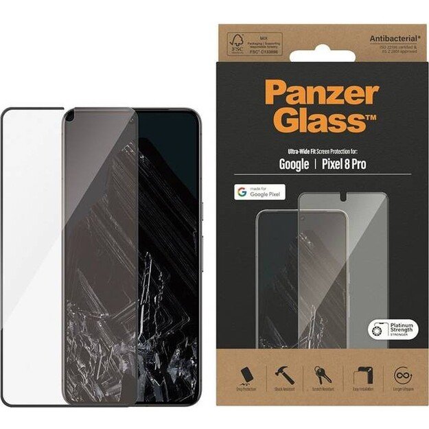 PanzerGlass - Screen Protector Google Pixel 8 Pro - Ultra-Wide Fit