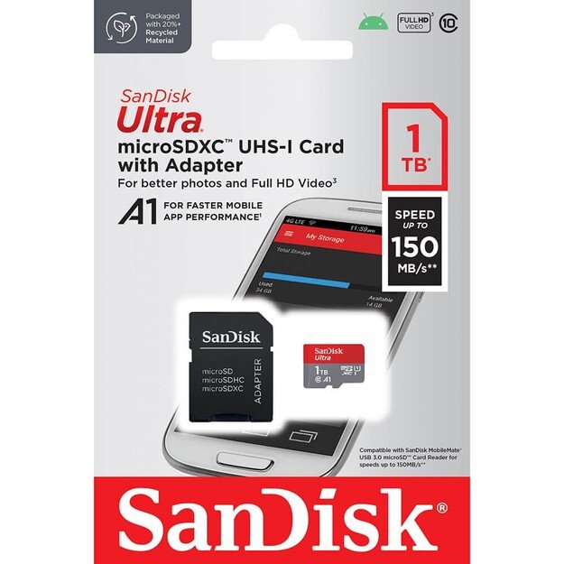 SANDISK - MicroSDXC Mobil Ultra 1TB 150MB/s UHS-I Adapt