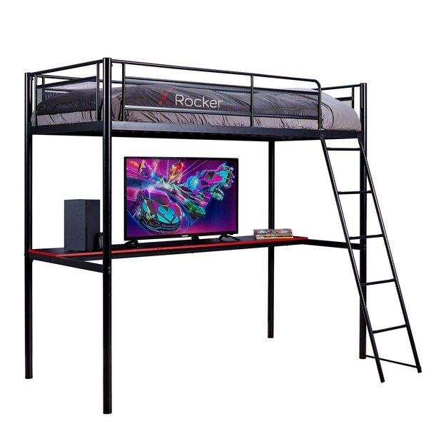 Xrocker Hq High Sleeper Gaming Bed With Desk - Black And Red