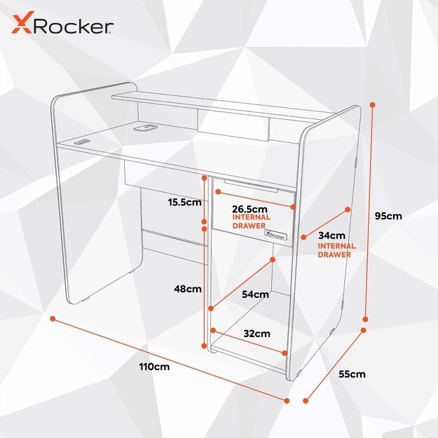 Xrocker Electra Desk - Black With Black Led