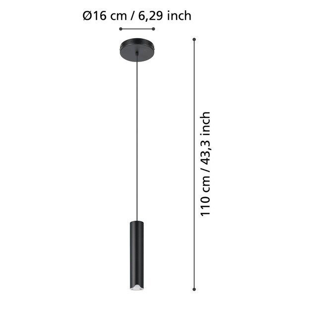 EGLO - Balamorta-Z Pendant Light - Black Ø5.5 - RGB + TW - Zigbee, Bluetooth