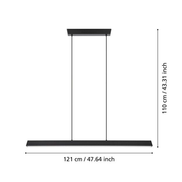 EGLO - Simolaris-Z long pendant lamp black L122 - RGB + TW - Zigbee, Bluetooth