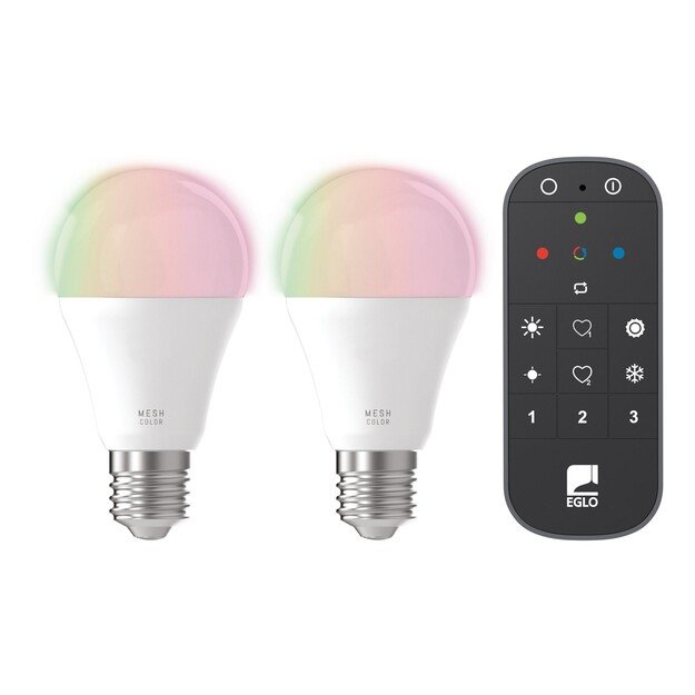 EGLO - Set of 2x E27 A60, remote control - RGB + TW - Zigbee, Bluetooth