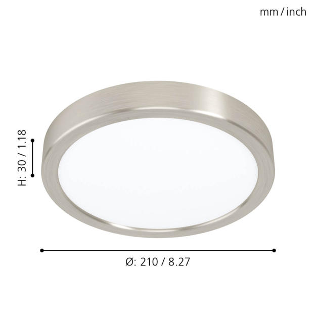 EGLO - FUEVA 5 CEILING - Ø210 17W 2000LM - brushed steel