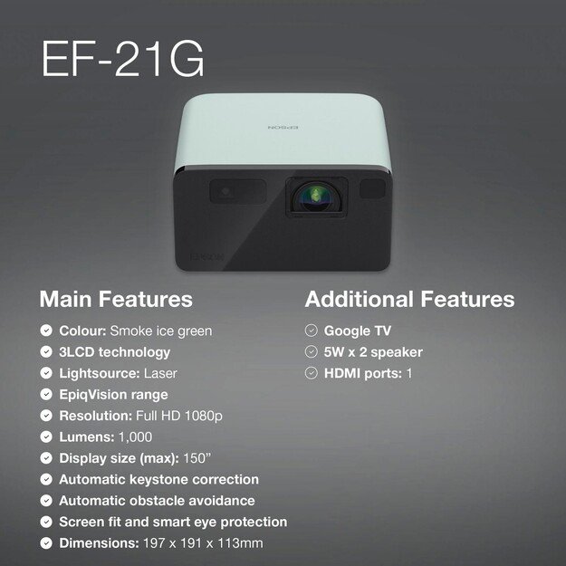 Epson - EF-21G Compact Home cinema Projector