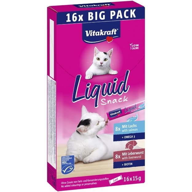 Vitakraft - Liquid Snack Multipack with Liver Sausage and Salmon MSC for cats 16x15gr (58000)