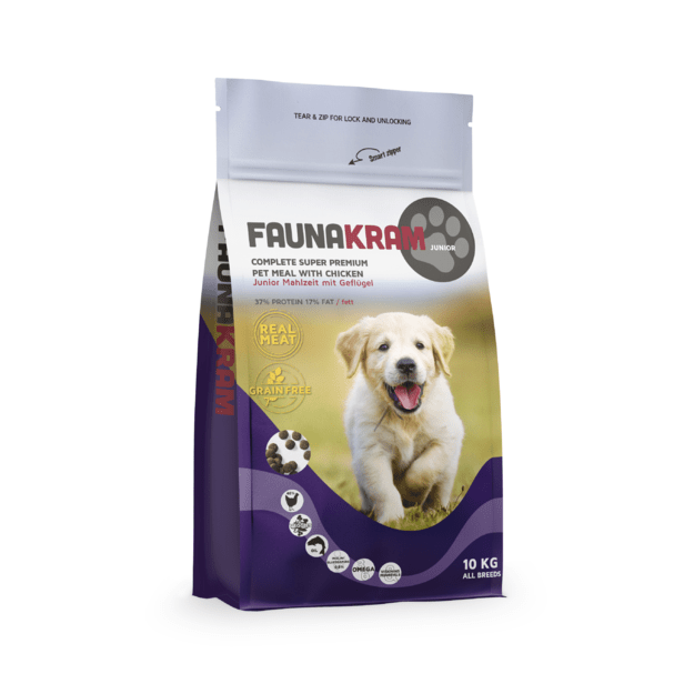 Faunakram  - 10 kg. Junior Grain Free  Real Meat Chicken 37-17 - ( 10101)