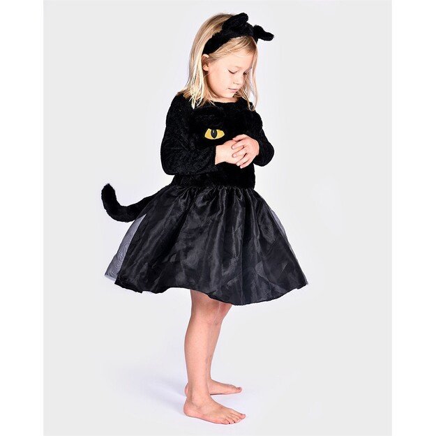 Den Goda Fen - Black Cat dress w. Head Piece (98-104 cm) (F77010)