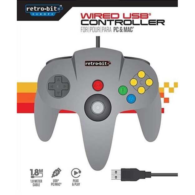 Retro-Bit Grey N64 USB Controller