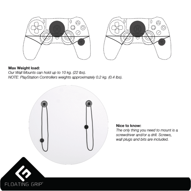 Floating Grips Playstation Controller Wall Mount