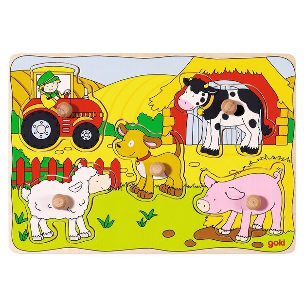 GOKI - On the farm, Lift out puzzle - (57589)