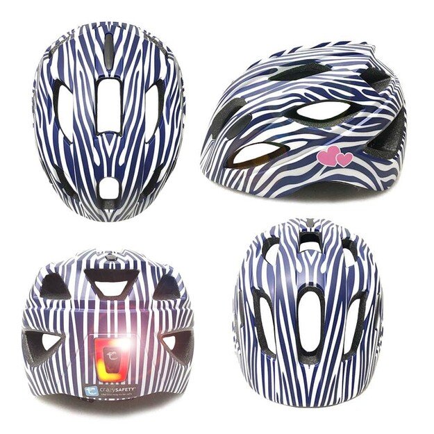 Crazy Safety - Stripes Bicycle Helmet - Dark Blue (160101-02-01)