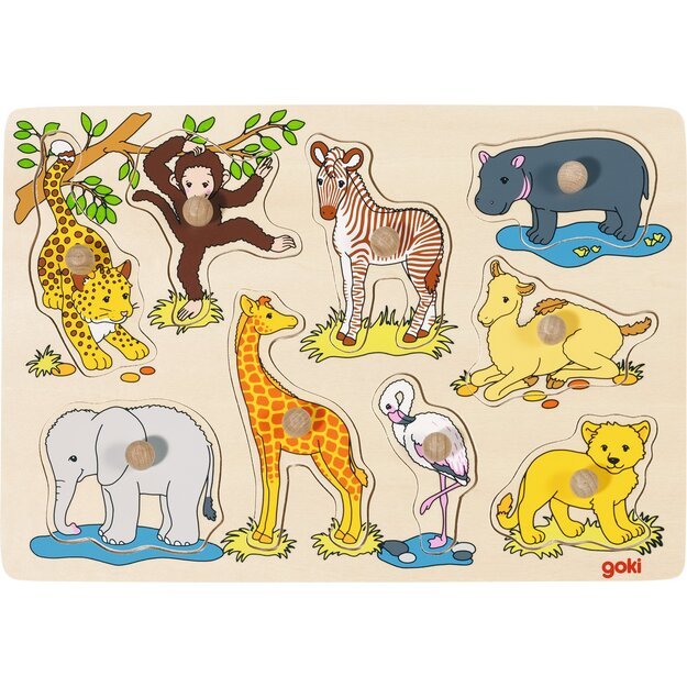 GOKI - African baby animals, Lift out puzzle - (57829)