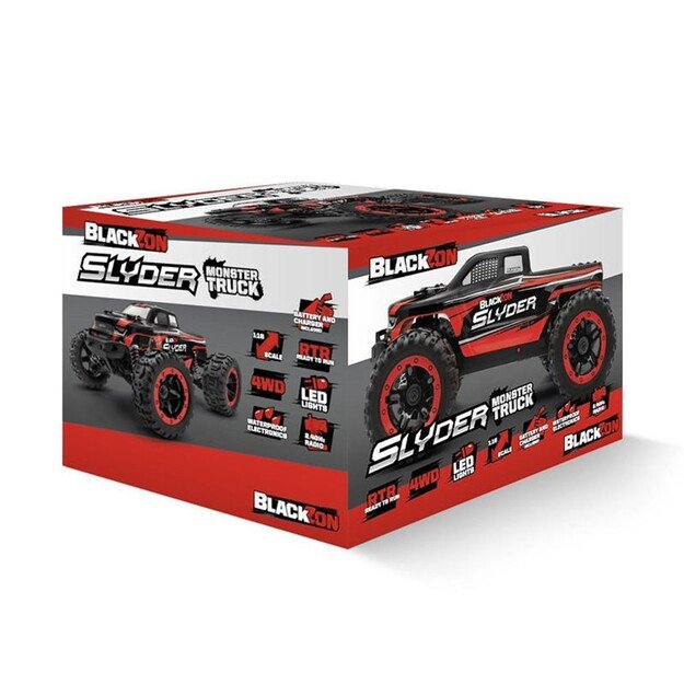 BLACKZON - Slyder MT 1/16 4WD Electric Monster Truck - Red (540098)