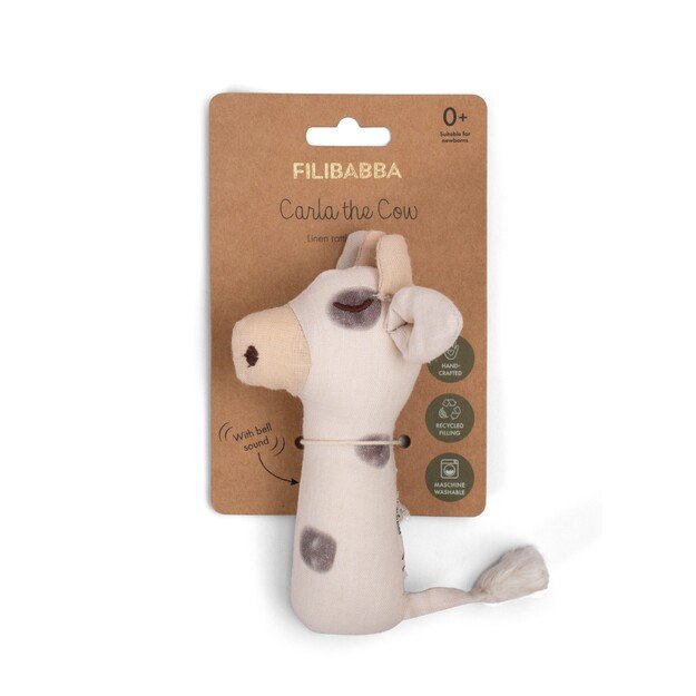 Filibabba- Linen rattle - Cow - (FI-02806)