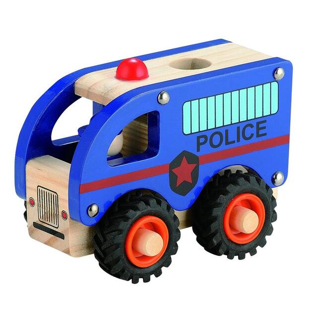 Magni - Wooden police bus with rubber wheels (3896)