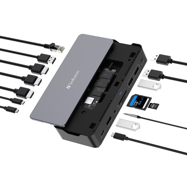 Verbatim - USB-C Pro Docking Station 15 Port w/SSD Included CDS-15SSD