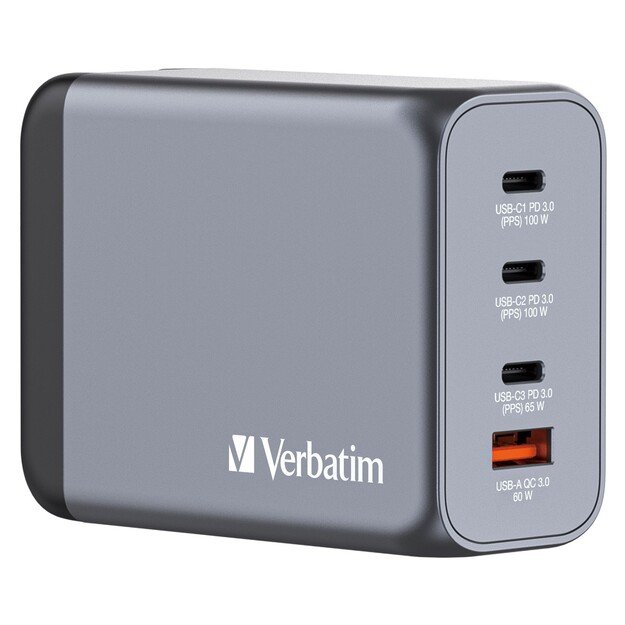 Verbatim - GNC-200 GaN Charger 4 Port 200W USB-A/USB-C