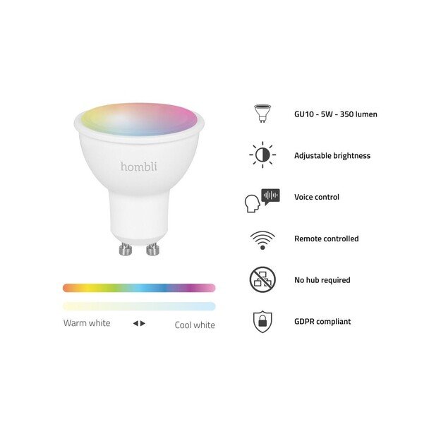 Hombli - Smart Spot GU10 RGB + CCT Dimmable white and colored