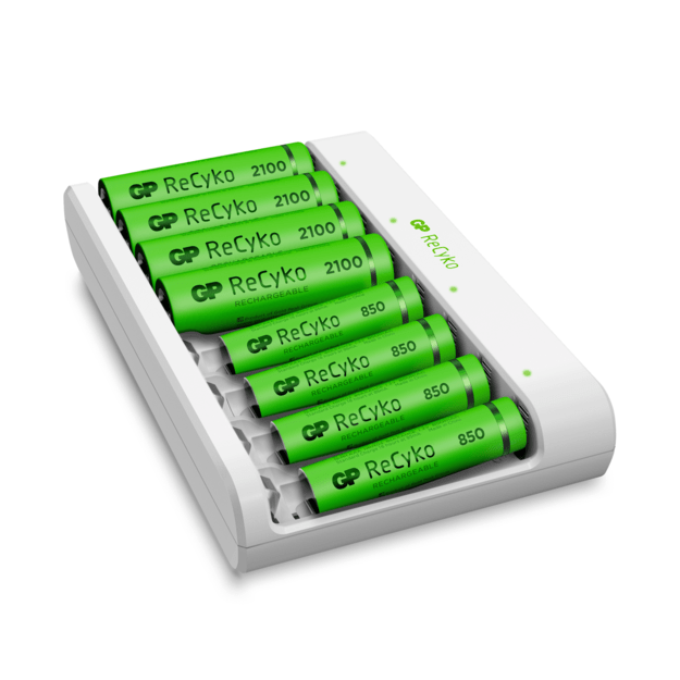 GP - ReCyko Battery Charger USB E811 incl. 4x AA 2100 mAh + 4 x AAA 850 mAh Batteries