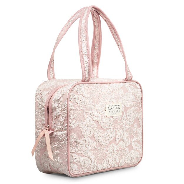 Karen - Toiletry bag with handle - Pink brocade