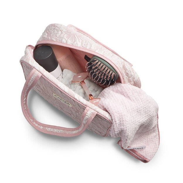 Karen - Toiletry bag with handle - Pink brocade