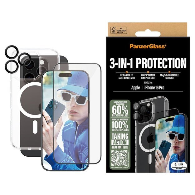 PanzerGlass - iPhone 16 6.3'' Pro 3-in-1 Protection Bundle