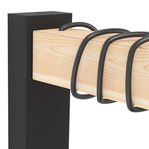 EGLO TOWNSHEND wall lamp in black and FSC-approved wood