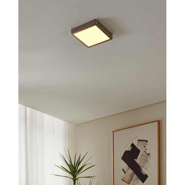 EGLO - Fueva-Z ceiling lamp brushed steel 21x21 - TW - Zigbee, Bluetooth