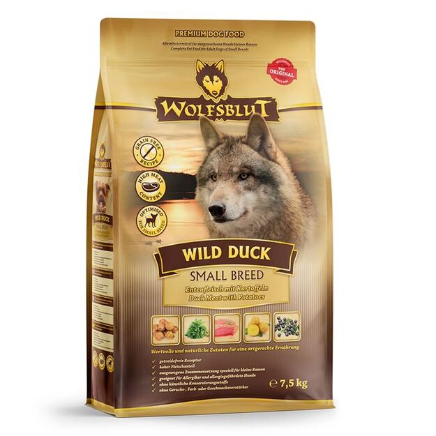 Wolfsblut - Wild duck, small breed, adult  7,5kg - (wb047)