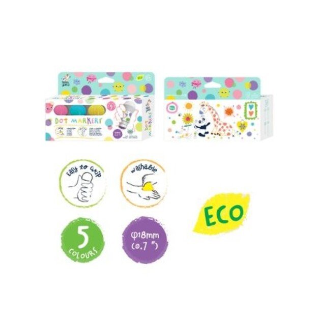 Haku Yoka - Dot Markers - 5 x Pastel Colours (59CP233116)