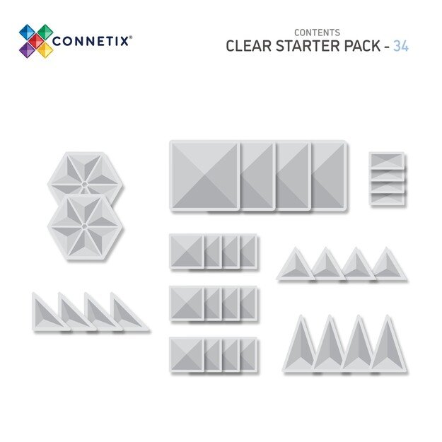 Connetix - Clear Starter Pack 34 Pieces - (CT-C-00034-ST)